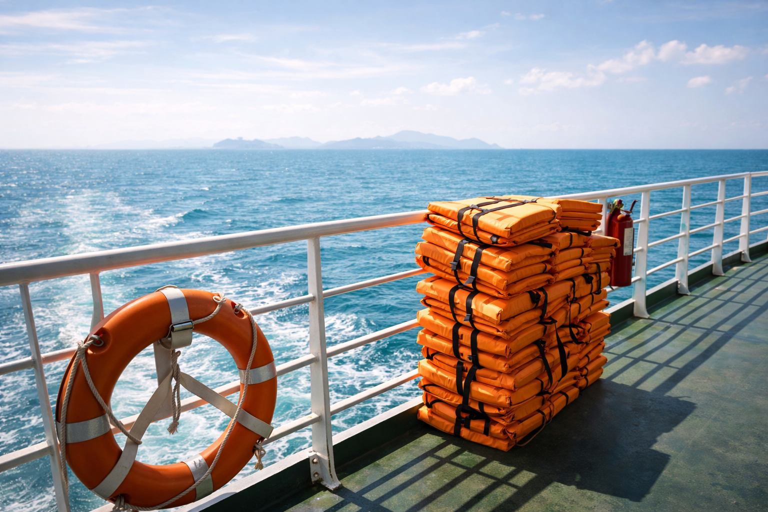 Island ferry deck and sea conditions